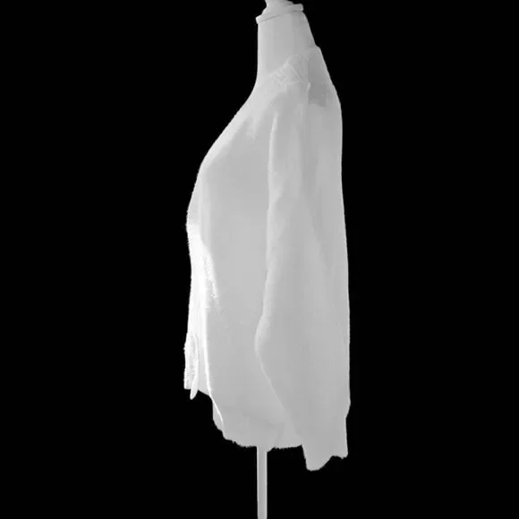 Women's One Size White Cardigan Sweater - Picture 3 of 6